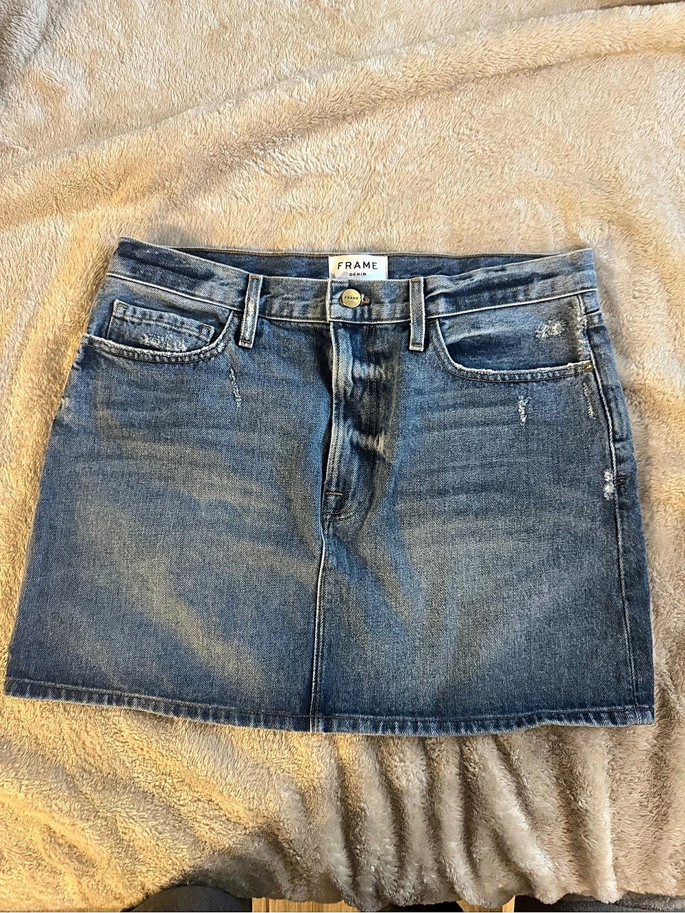 FRAME The Mini Denim Skirt Blue Waist 31